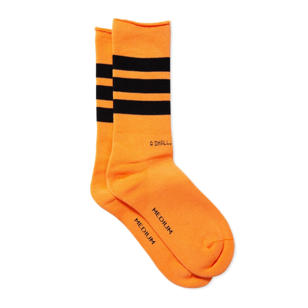 RoToTo Fine Pile Striped Socks 'Organic Cotton' (Light Orange/Black)