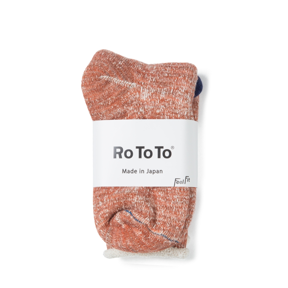 RoToTo Merino Wool & Organic Cotton Double Face Socks (Red Leaf)