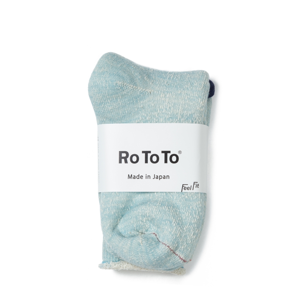 RoToTo Merino Wool & Organic Cotton Double Face Socks (Sax)