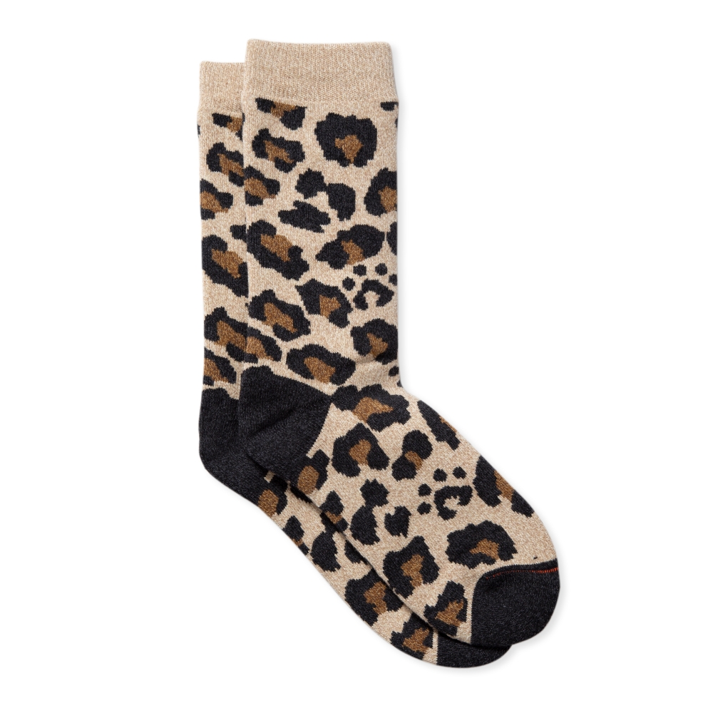 RoToTo Pile Leopard Crew Socks (Beige)