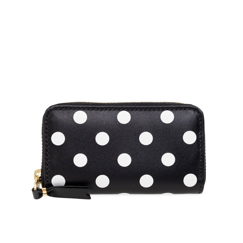 Comme des Garcons WALLET Printed Dots Zip Around Wallet (Black)