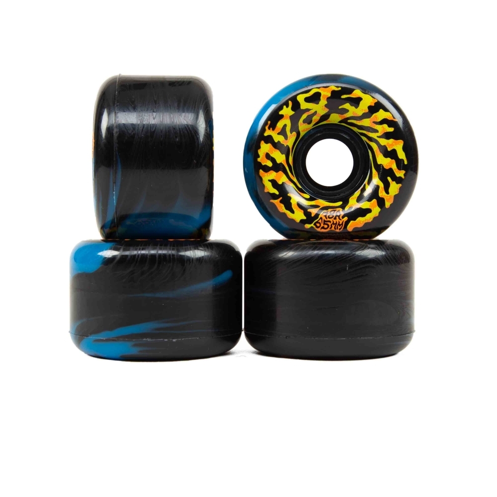Santa Cruz Slime Balls Swirly 78A Skateboard Wheels 65mm (Black/Blue Swirl)