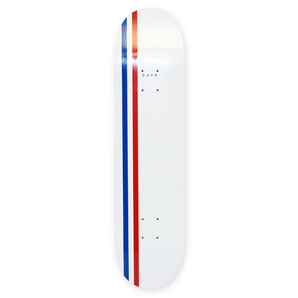 Skateboard Café Stripe Skateboard Deck 8.5" (White/Royal/Red)