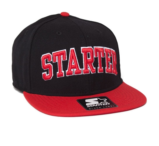 Starter College Arch Snapback Cap (Black/Red)
