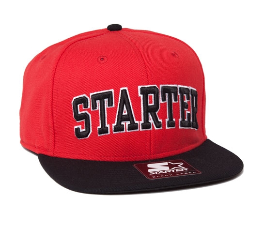 Starter College Arch Snapback Cap (Red/Black)