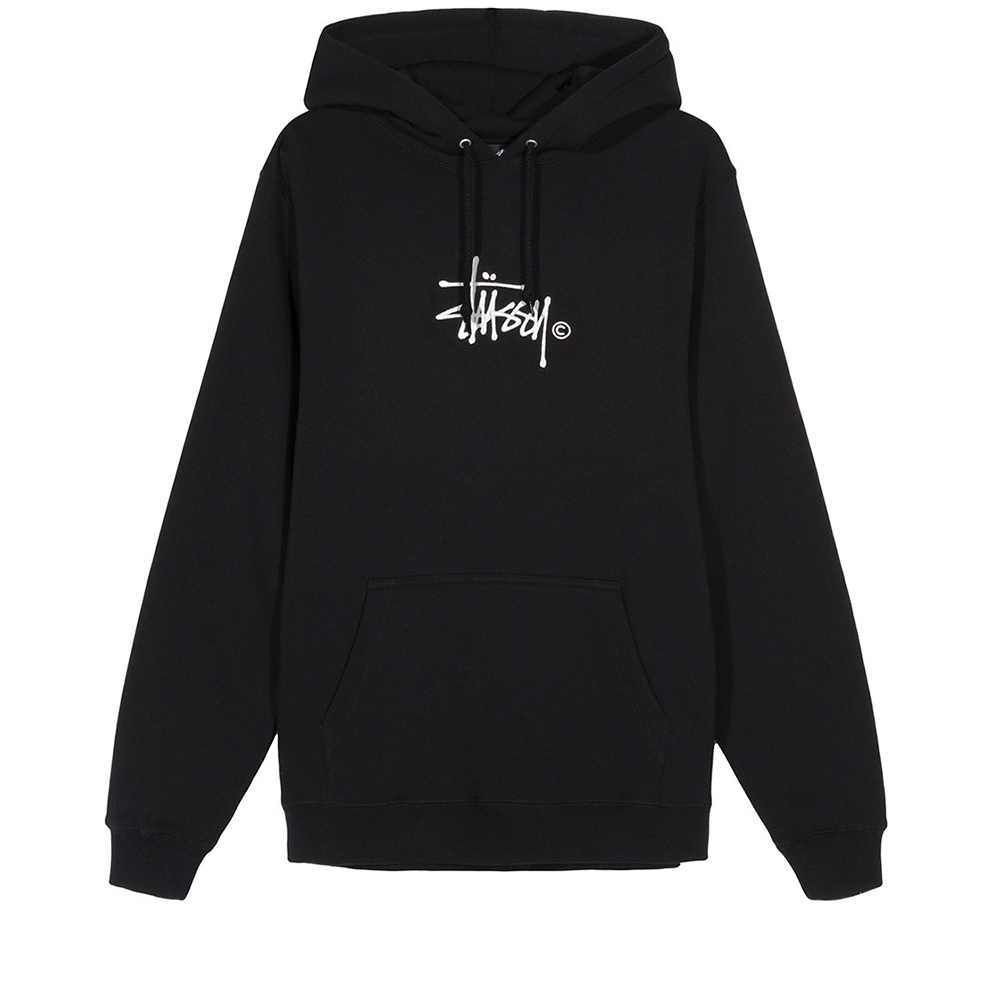 Stussy Basic Copyright Applique Pullover Hooded Sweatshirt (Black)