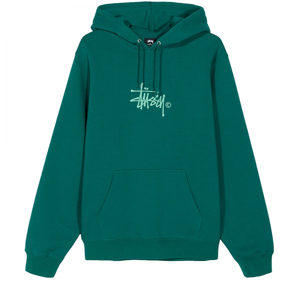 Stussy Basic Copyright Applique Pullover Hooded Sweatshirt (Green)