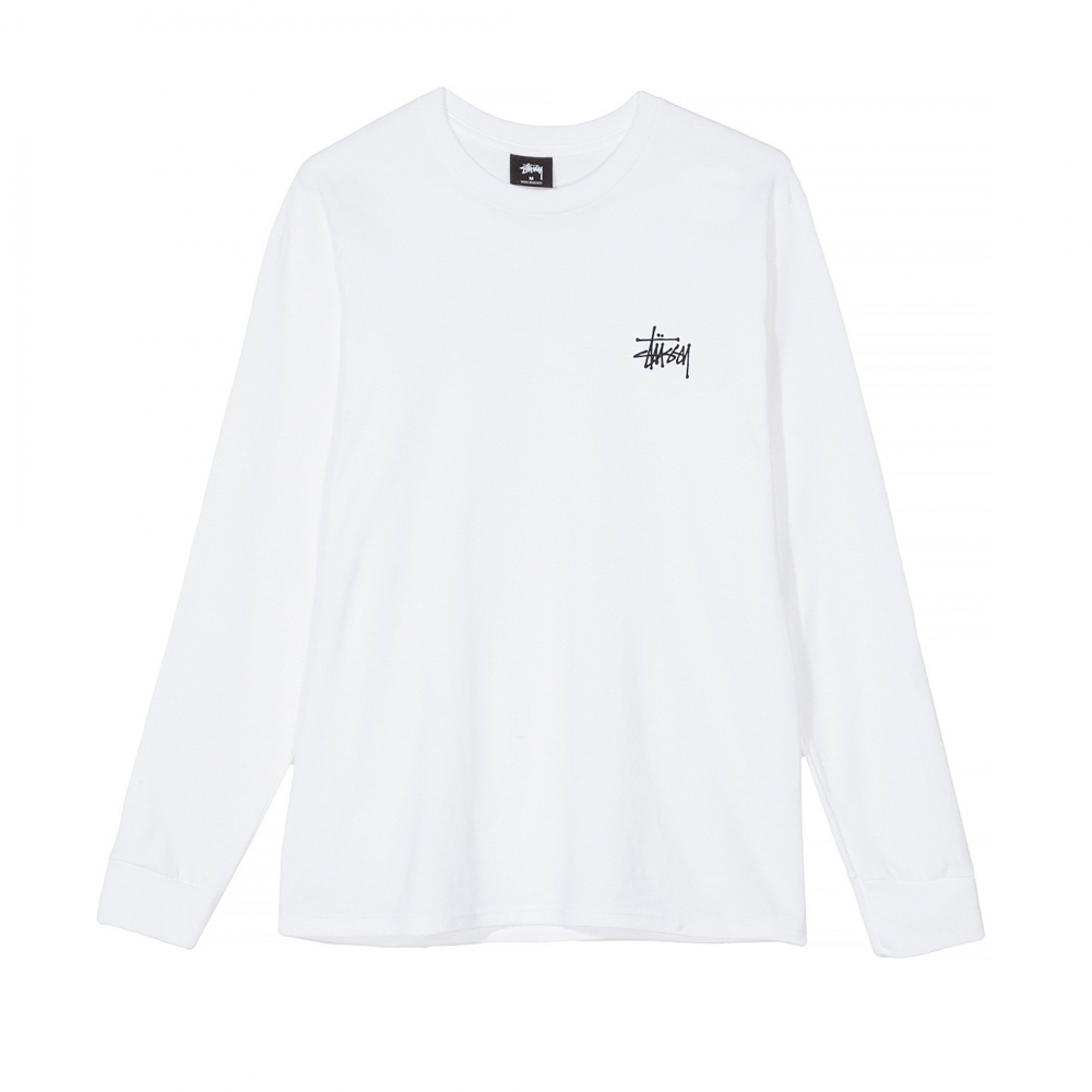 Stussy Basic Long Sleeve T-Shirt (White) - 1994416-WHT - Consortium