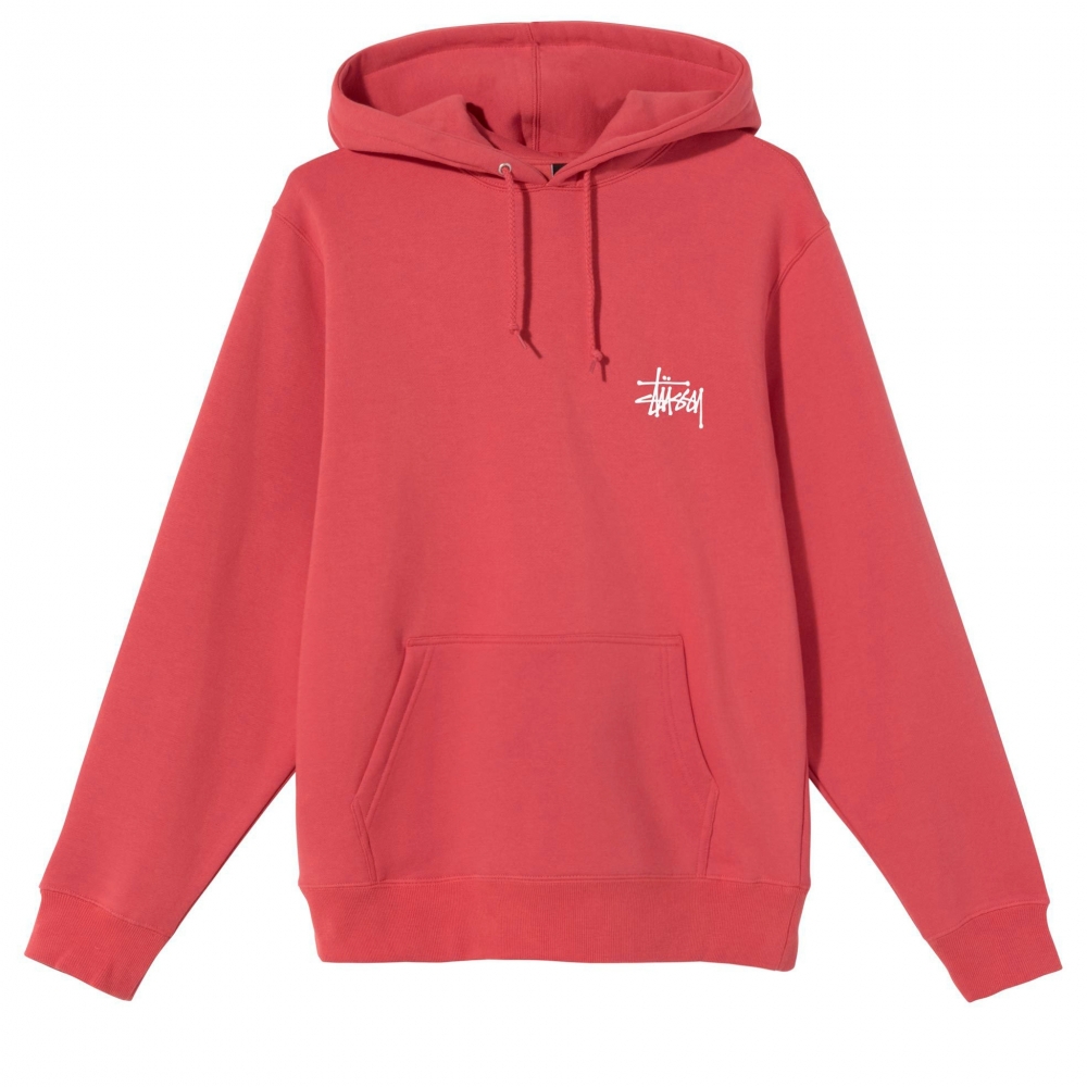 Stussy Basic Pullover Hooded Sweatshirt (Pale Red)
