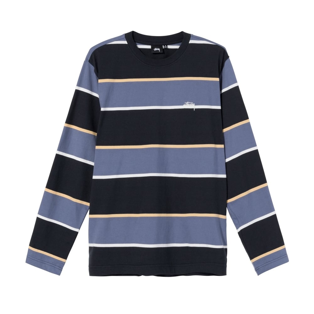 Stussy Bold Stripe Long Sleeve Crew T-Shirt (Black)