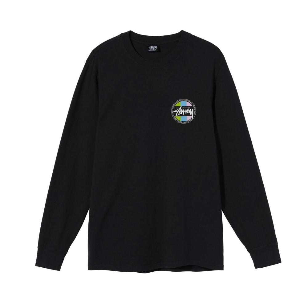 Stussy Classic Dot Pigment Dyed Long Sleeve T-Shirt (Black)