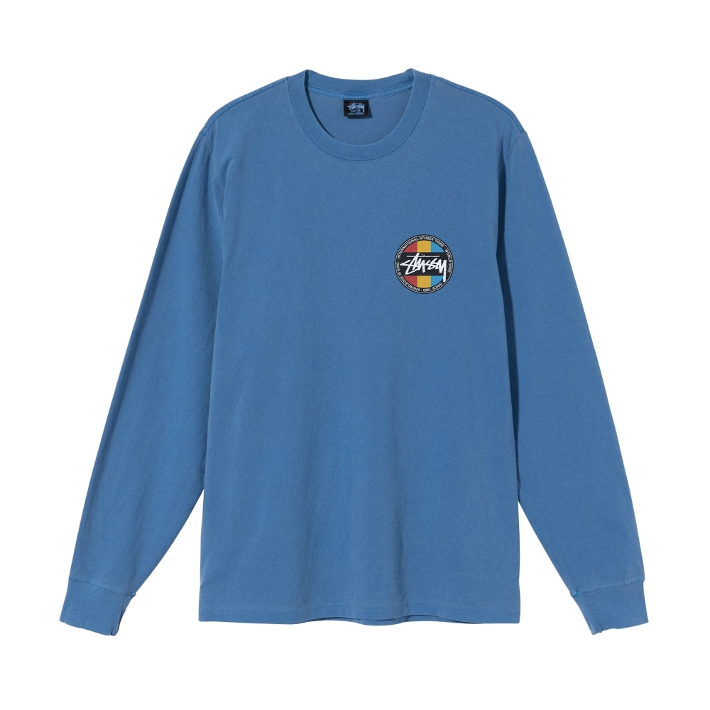 Stussy Classic Dot Pigment Dyed Long Sleeve T-Shirt (Blue)