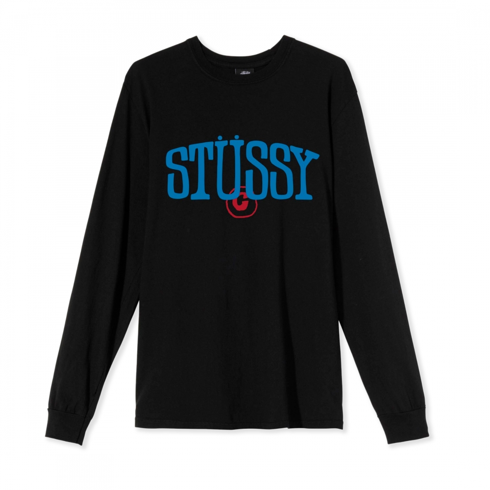 Stussy Copyright Pigment Dyed Long Sleeve T-Shirt (Black)