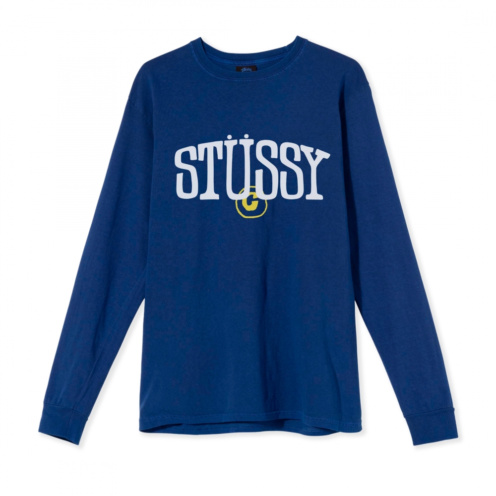 Stussy Copyright Pigment Dyed Long Sleeve T-Shirt (Dark Blue)