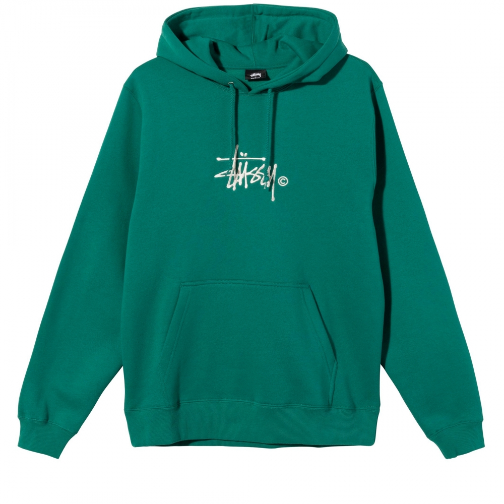 Stussy Copyright Stock Logo Applique Pullover Hooded Sweatshirt (Green)