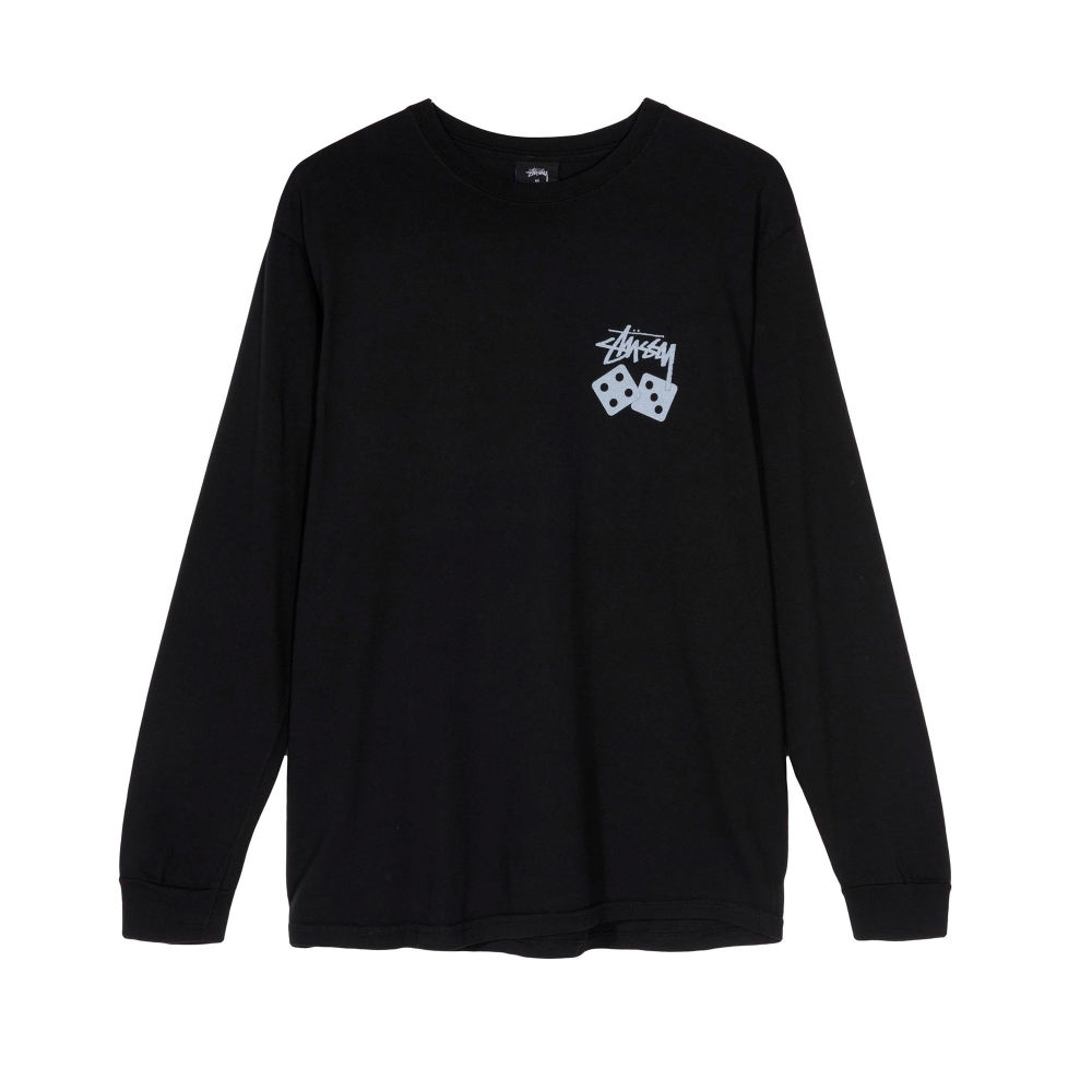 Stussy Dice Pigment Dyed Long Sleeve T-Shirt (Black)