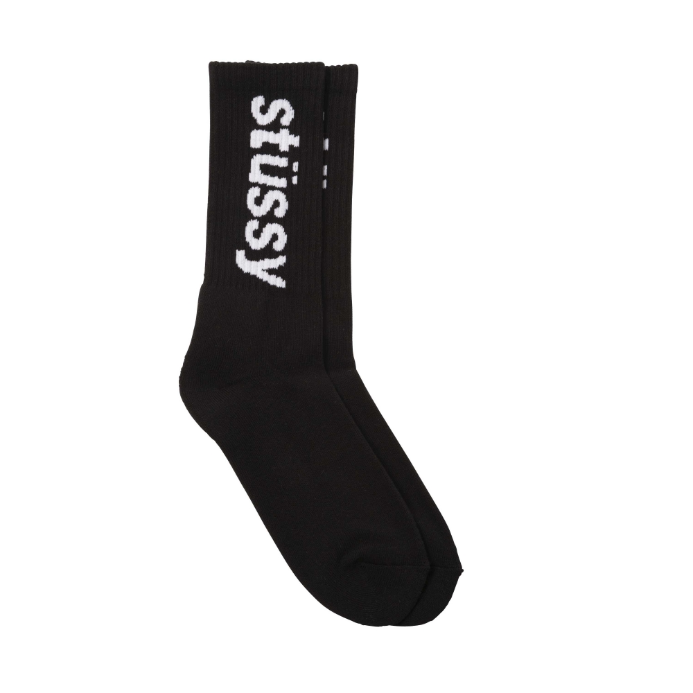 Stussy Helvetica Jacquard Crew Socks (Black)