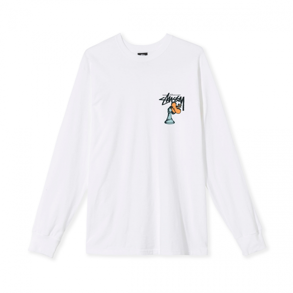 Stussy Hidden Pawn Long Sleeve T-Shirt (White)