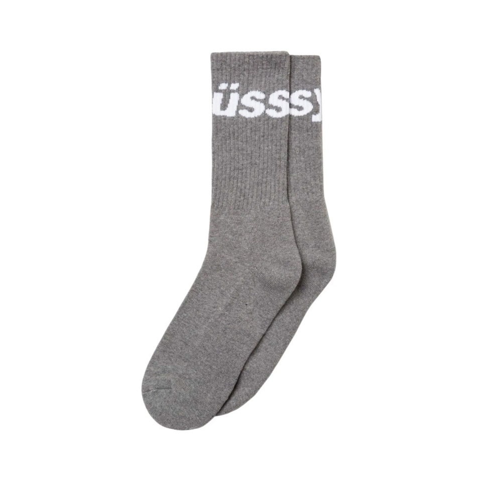 Stussy Jacquard Logo Socks (Grey Heather)