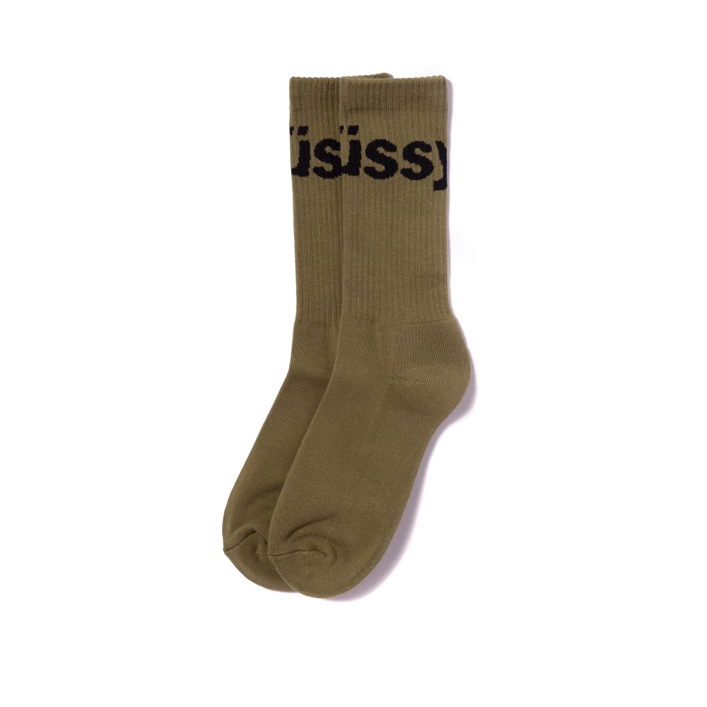 Stussy Jacquard Logo Socks (Olive)