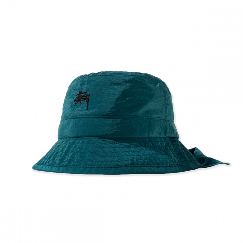Stussy Metallic Nylon Bungee Bucket Hat (Blue)