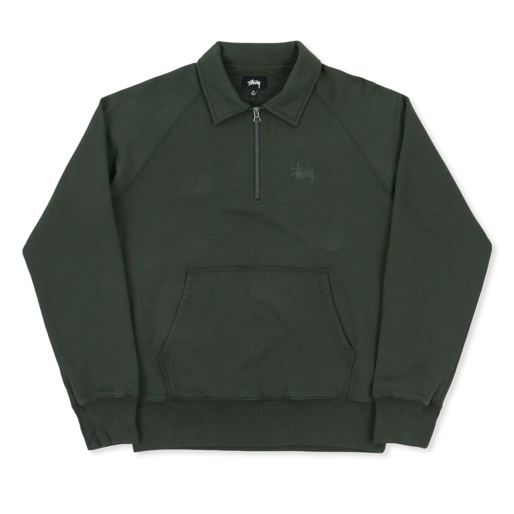 Stussy Polo Zip Fleece Sweatshirt (Green)