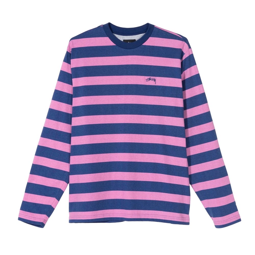 Stussy Printed Stripe Long Sleeve Crew Neck T-Shirt (Blue) - 1140161-BLU -  Consortium