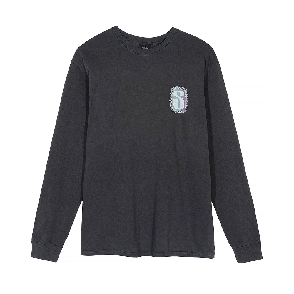 Stussy S Frame Pigment Dyed Long Sleeve T-Shirt (Black)