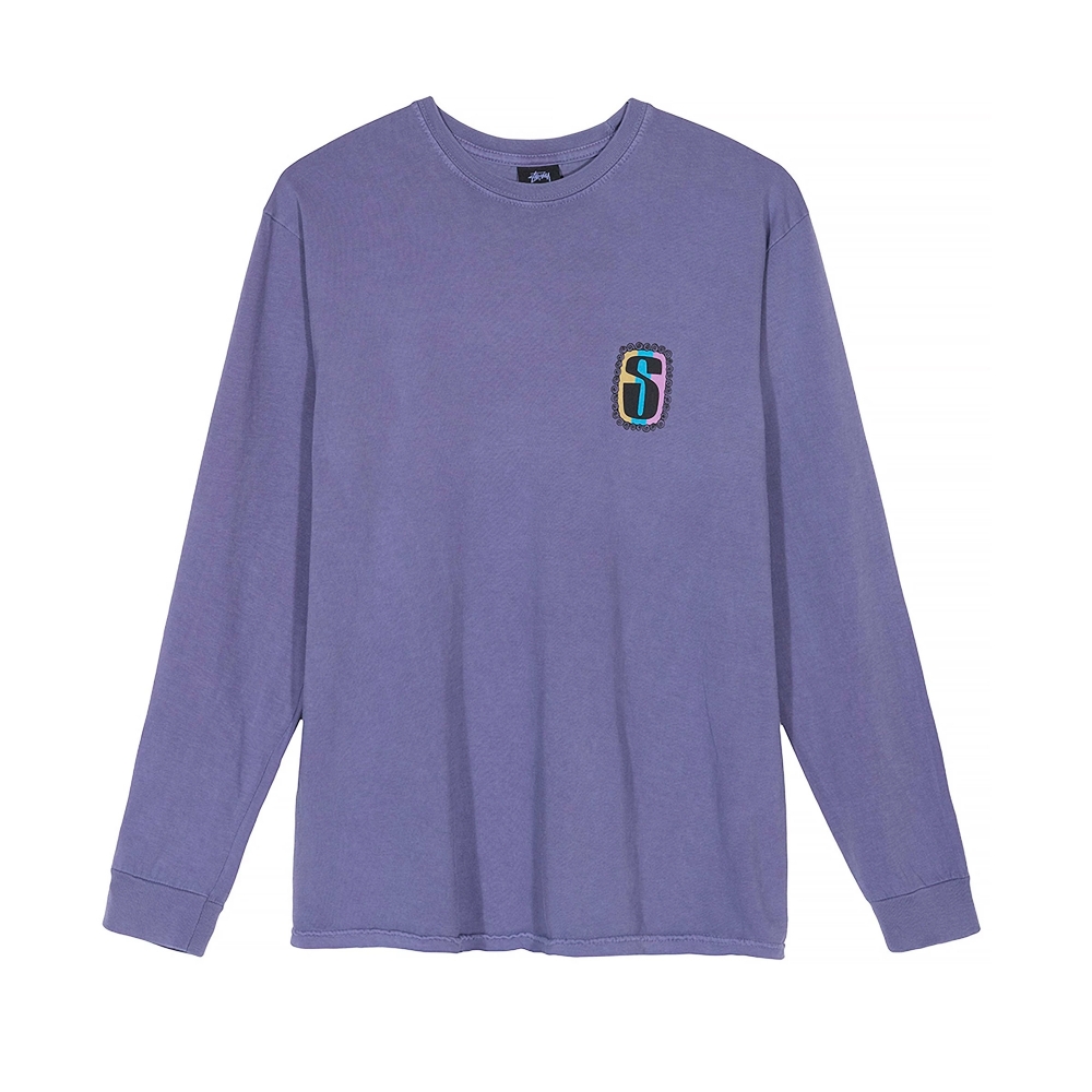 Stussy S Frame Pigment Dyed Long Sleeve T-Shirt (Purple)