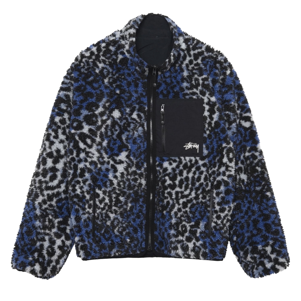 Stussy Sherpa Reversible Jacket (Blue Leopard)