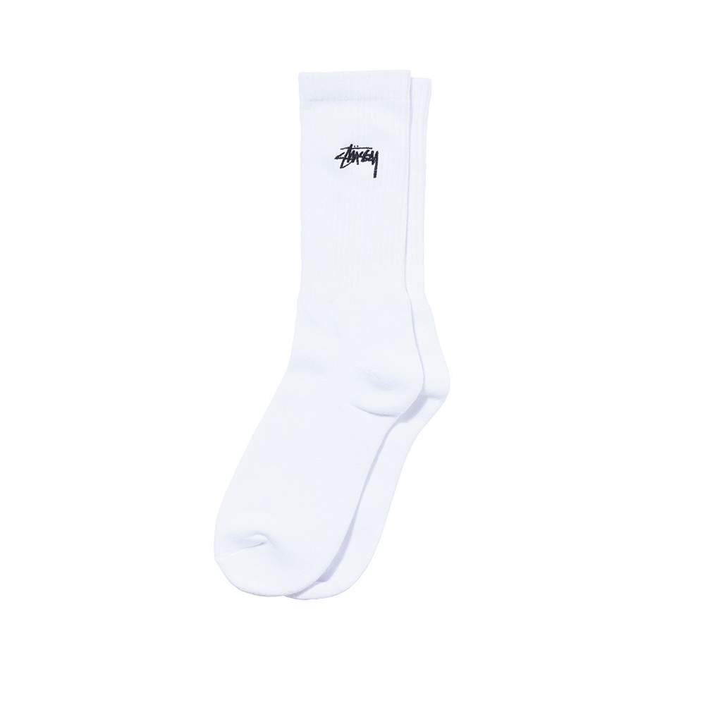 Stussy Small Stock Crew Socks (White)