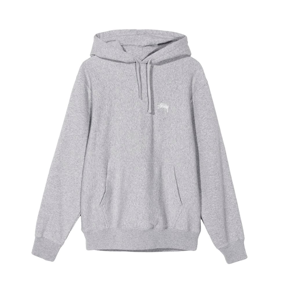 Stussy Stock Logo Pullover Hooded Sweatshirt (Grey Heather)