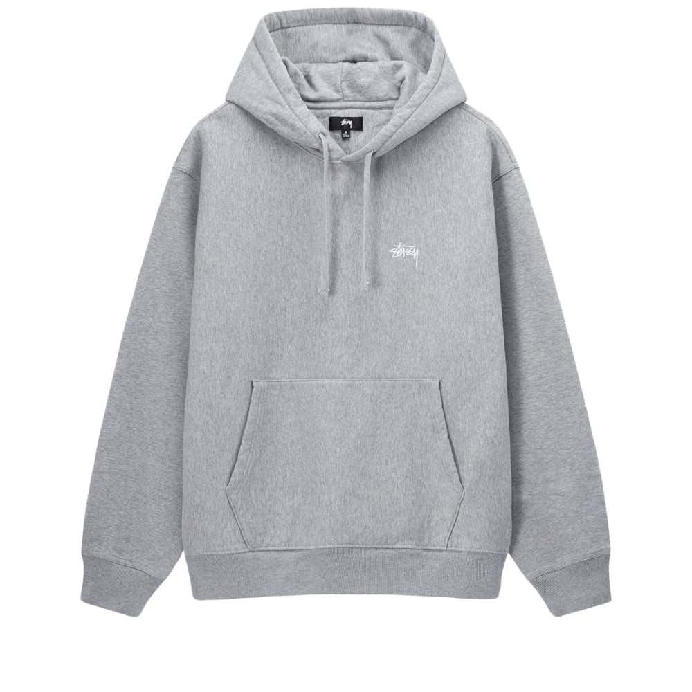 Stussy Stock Logo Pullover Hooded Sweatshirt (Grey Heather)