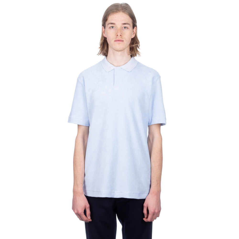 Sunspel Cotton Towelling Relaxed Fit Polo Shirt (Sky)