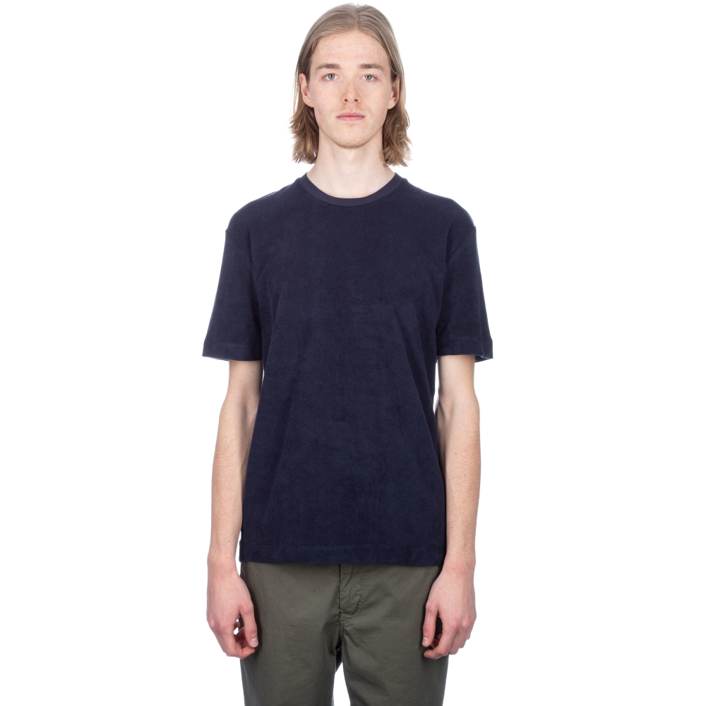 Sunspel Cotton Towelling Relaxed Fit T-Shirt (Navy)