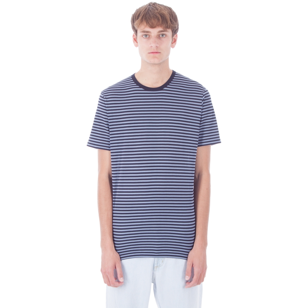 Sunspel English Stripe Crew Neck T-Shirt (Ash Blue/Navy)