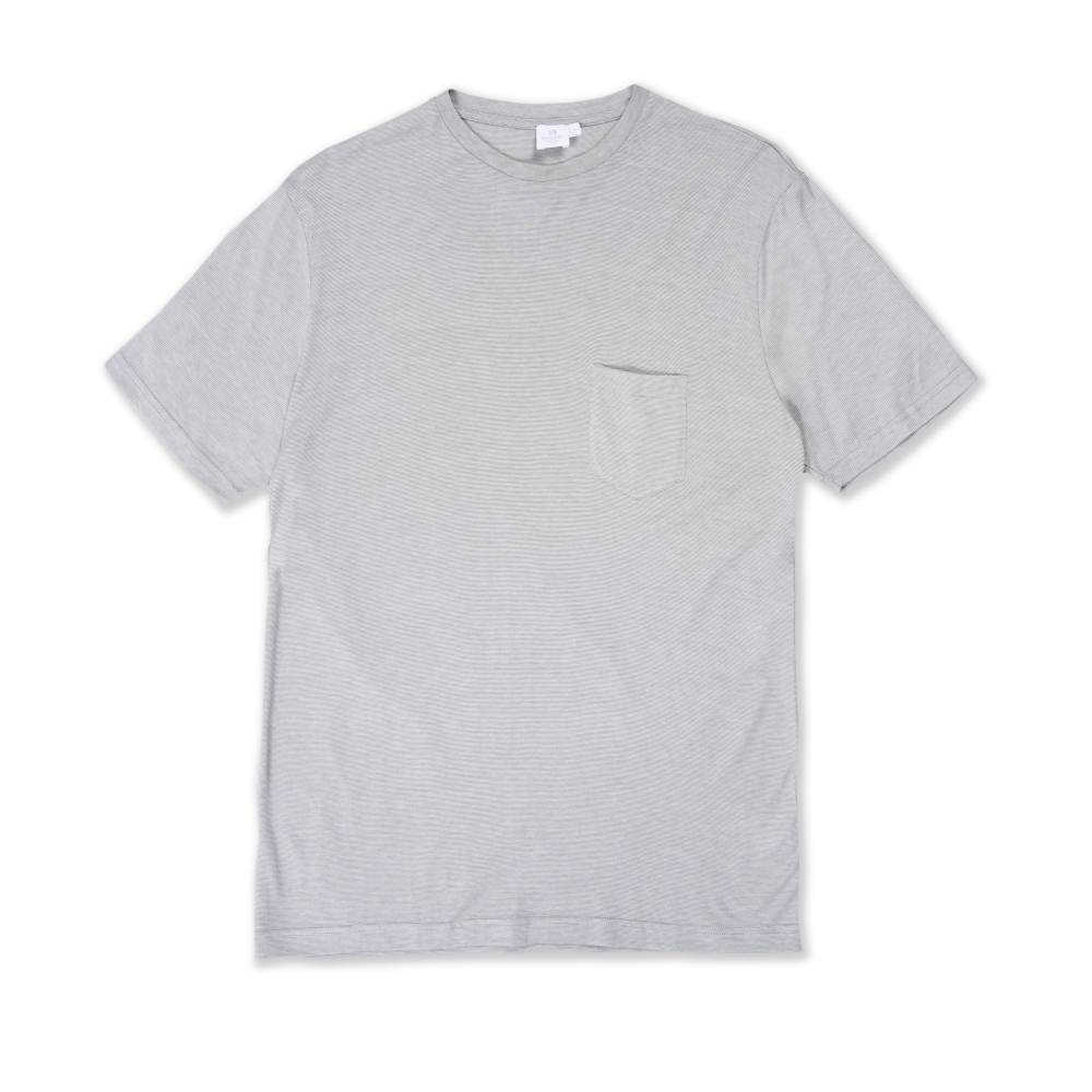 Sunspel Pocket Crew Neck T-Shirt (Archive White/Fern)