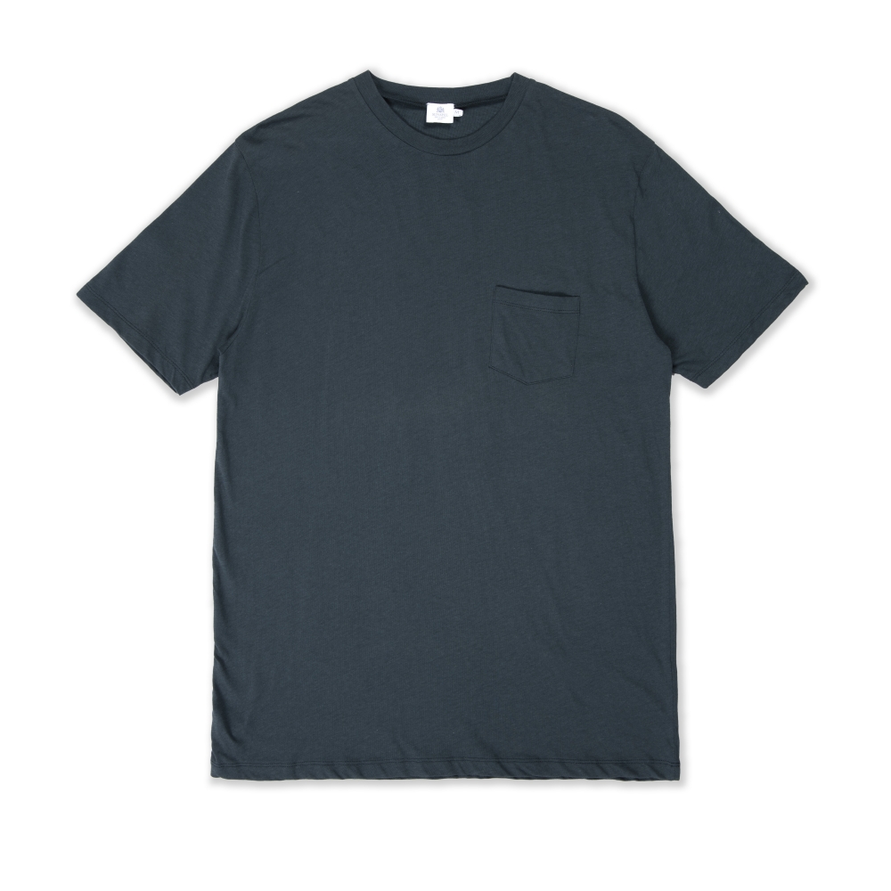Sunspel Relaxed Fit Pocket Crew Neck T-Shirt (Moss)