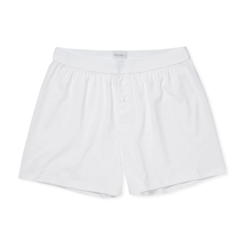 Sunspel Superfine Cotton One-Button Shorts (White)