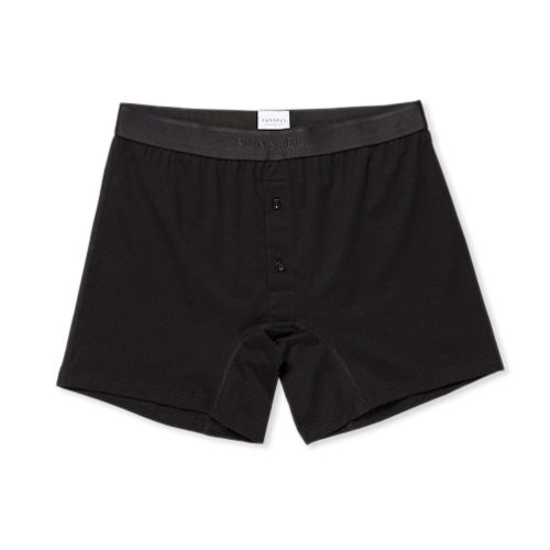 Sunspel Superfine Cotton Two-Button Shorts (Black)