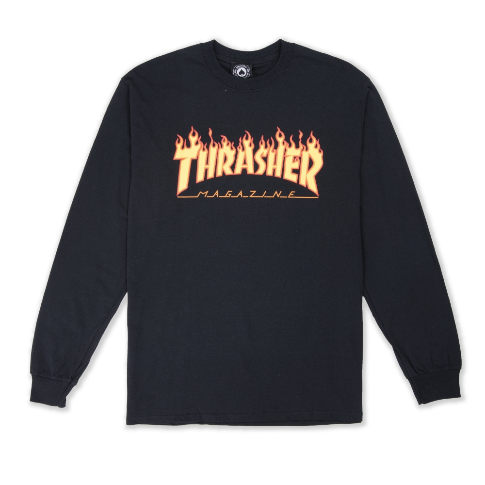 Thrasher Flame Logo Long Sleeve T-Shirt (Black)