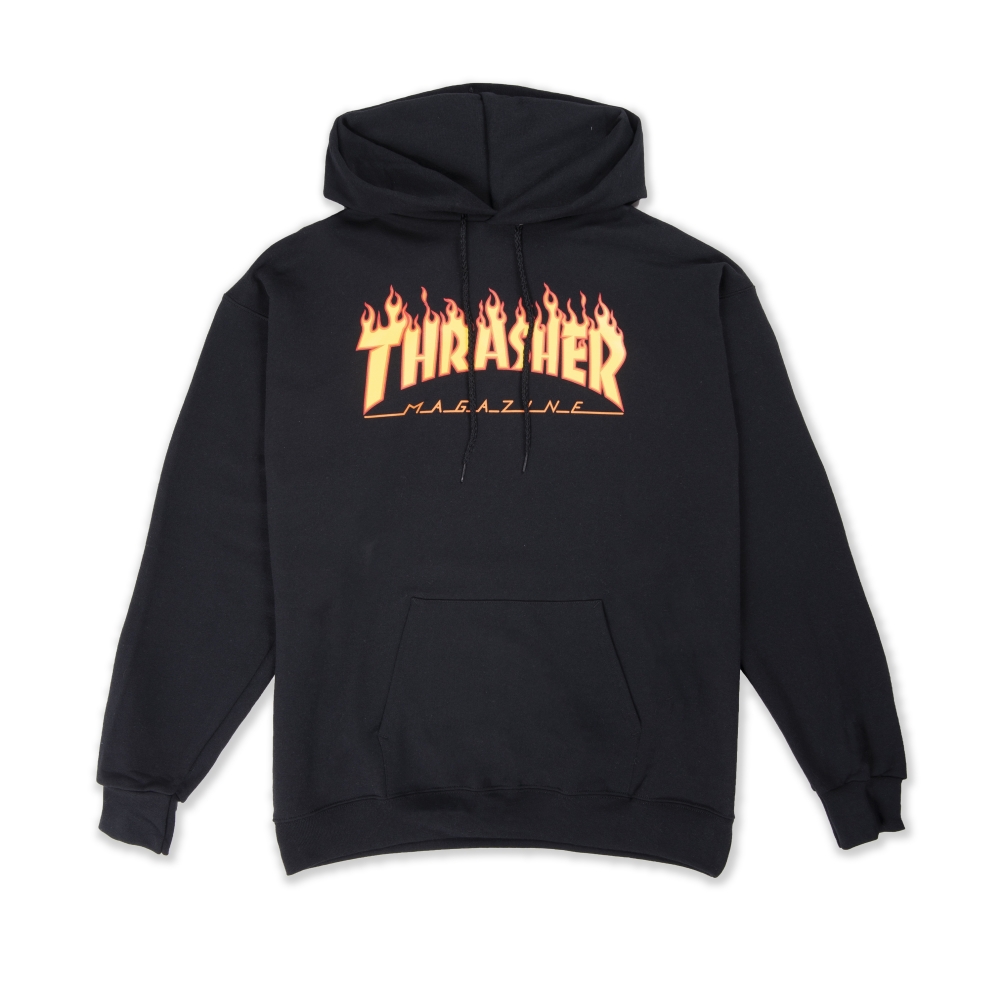 Thrasher Flame Logo Pullover Hooded Sweatshirt (Black)