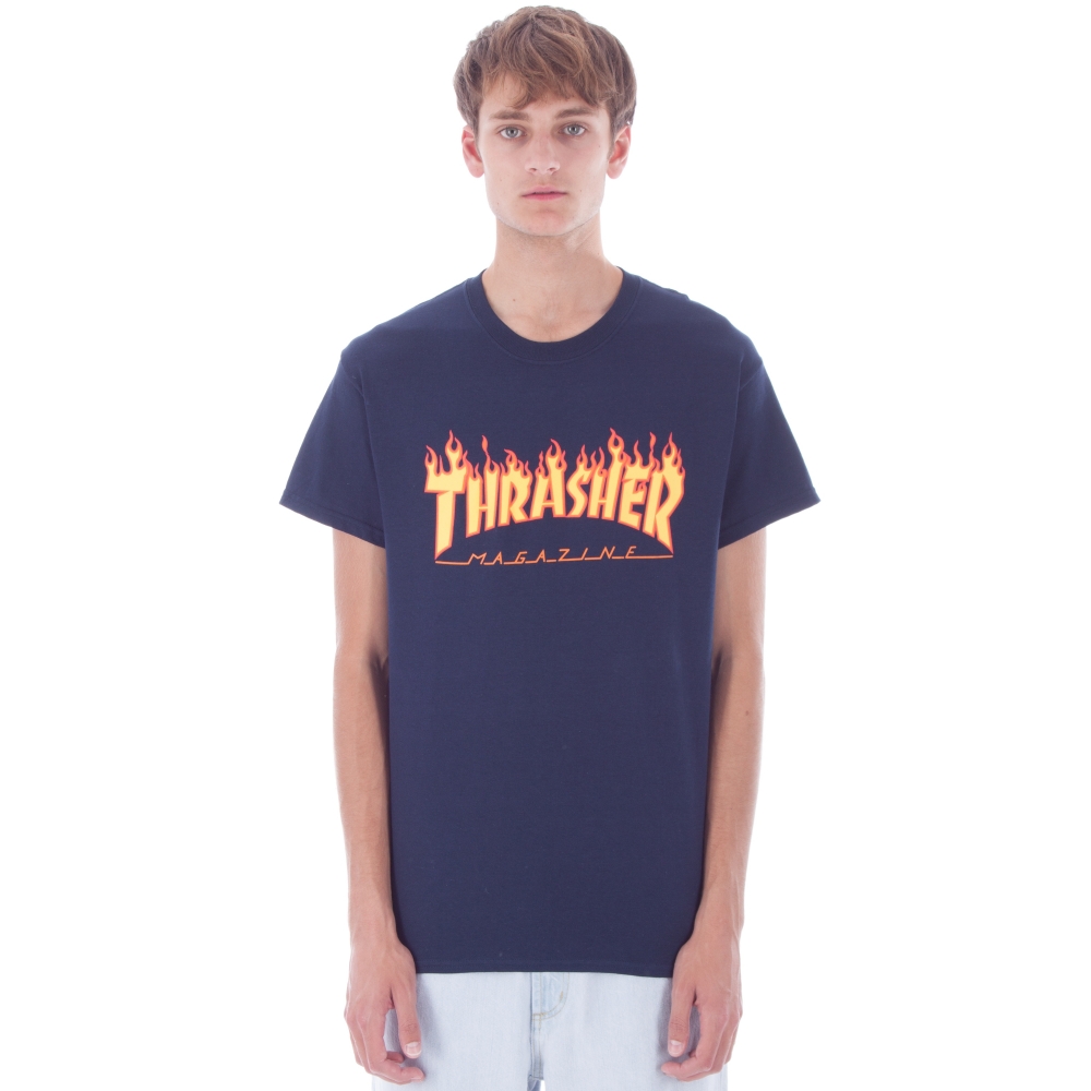Thrasher Flame Logo T-Shirt (Navy)