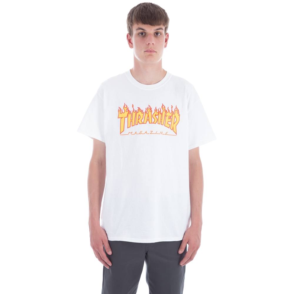 Thrasher Flame Logo T-Shirt (White)