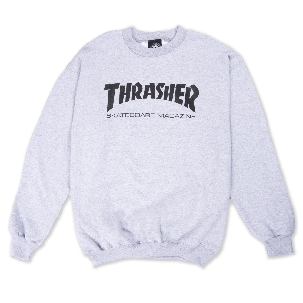 Thrasher Logo Crew Neck Sweatshirt (Heather Grey/Black)