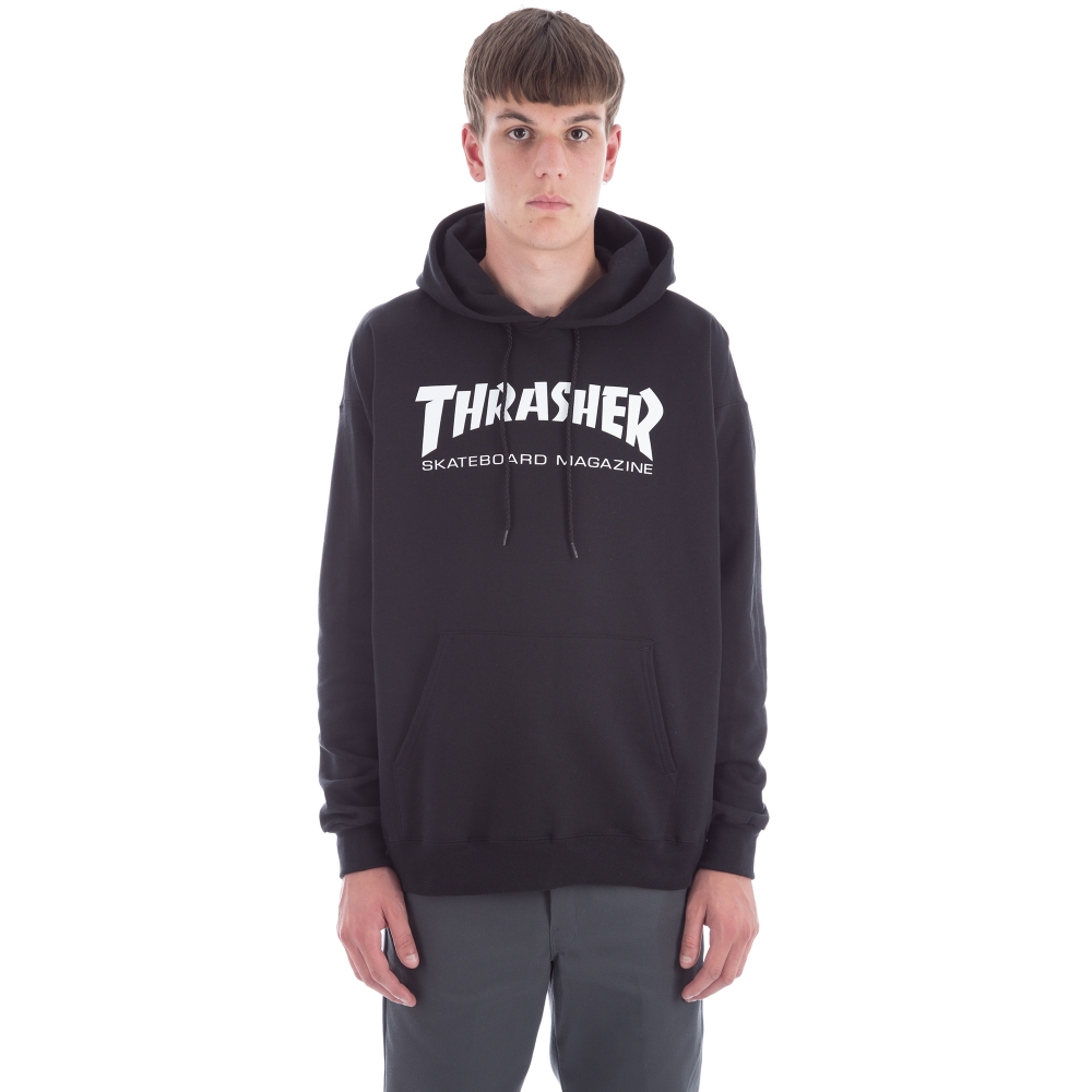 Thrasher Logo Pullover Hooded Sweatshirt (Black/White)