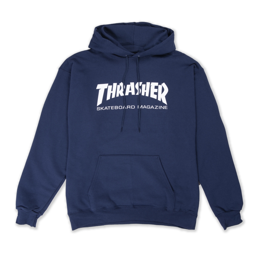 Thrasher Logo Pullover Hooded Sweatshirt (Navy)