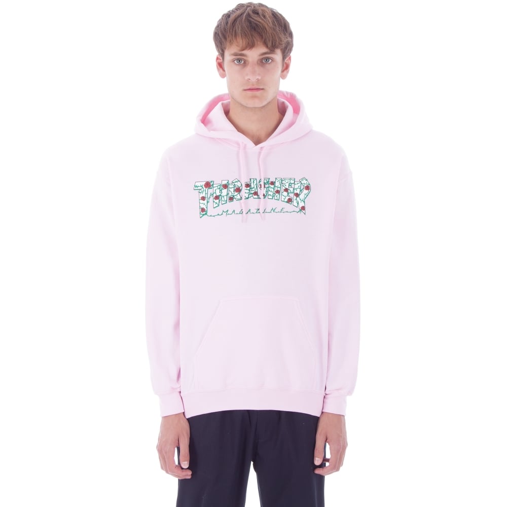 Thrasher Roses Pullover Hooded Sweatshirt (Light Pink)