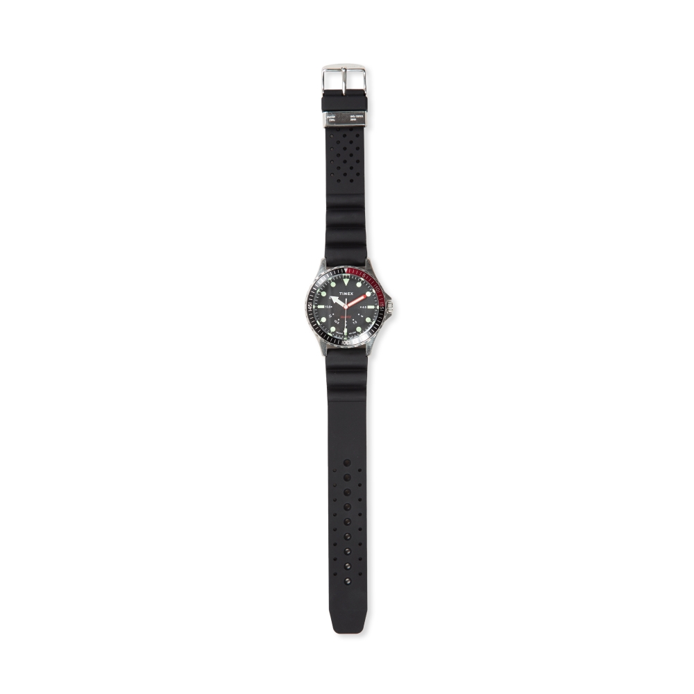 Timex Navi Depth Steel Case 38mm with Silicone Strap Watch (Stainless Steel/Black)
