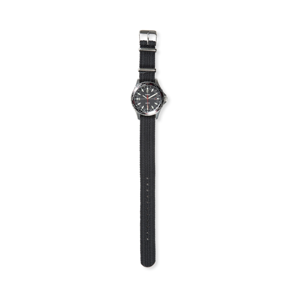 Timex Navi World Time 38mm with Fabric Strap Watch (Stainless Steel/Black)
